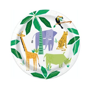 Animal Safari Plates - Safari Jungle Birthday, Party Decorations, Safari Baby Shower, Birthday Decorations, Birthday Plates, Safari Birthday