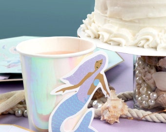 Kubeczki na przyjęcie w kształcie syreny – dekoracje urodzinowe w kształcie syreny, akcesoria na baby shower w stylu morskim, urodziny w stylu morskim, kubki w kształcie syreny, wieczór panieński w stylu syreny