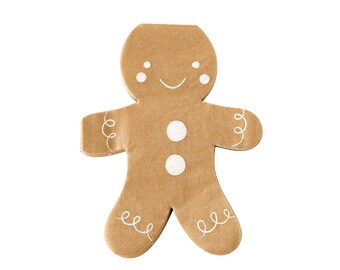Servilletas de pan de jengibre rosa - Decoraciones de fiesta de pan de jengibre, suministros para fiestas navideñas, servilletas de fiesta de Navidad, cumpleaños de pan de jengibre