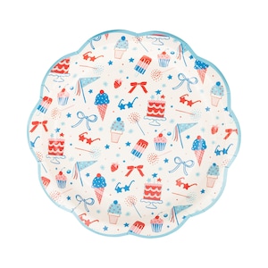 USA Patriotic 9&quot; Dinner Plates – 8ct Red White Blue Party Plates for 4th of July, Birthday, Baby Shower, Summer BBQ, Picnic, Americana Party