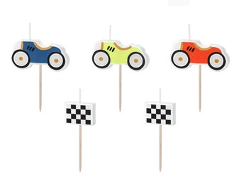 Vintage Car Candles - Car Racing Birthday, Race Car Birthday Candles, Cake Candles, Cupcake Candles, Race Themed Party, f1 Racing Birthday