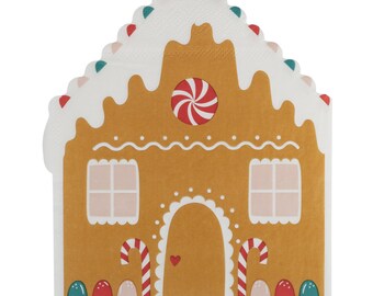Servilletas de casa de jengibre - Servilletas para fiestas navideñas, Servilletas navideñas para niños, Servilletas de jengibre, Servilletas de jengibre para cumpleaños, Vajilla navideña