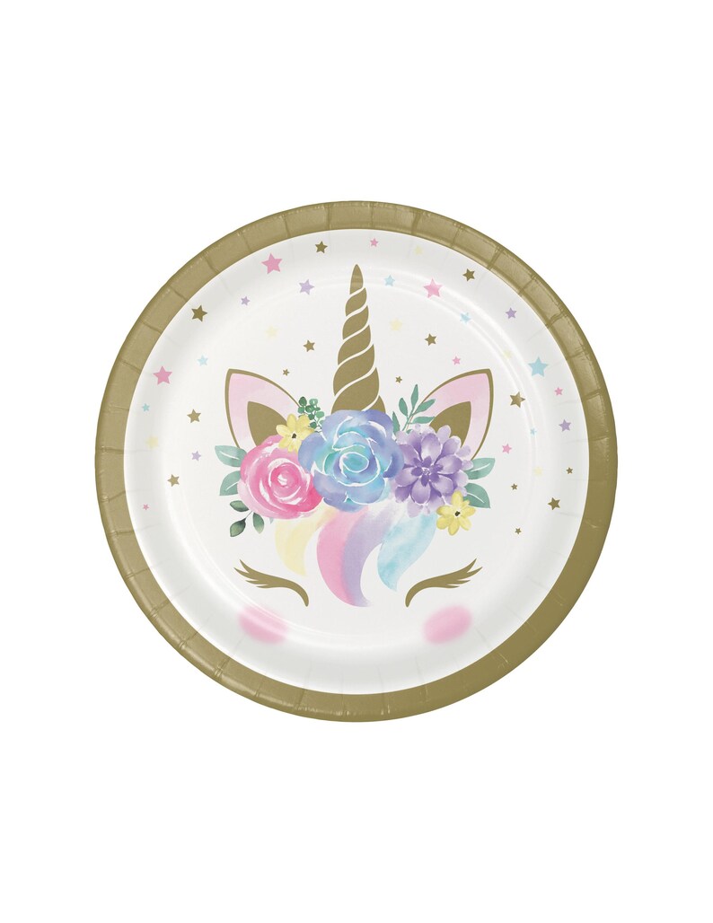 Unicorn Plates Unicorn Party, Unicorn Birthday, Party Decorations, Party Supplies, Unicorn Face Plates, Birthday Plates, Shower Plates image 1