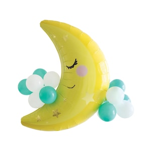 Moon Balloon Bouquet - Moon & Stars Baby Shower Decorations, Baby Shower Balloons, Twinkle Twinkle Little Star Party, Baby Shower Supplies