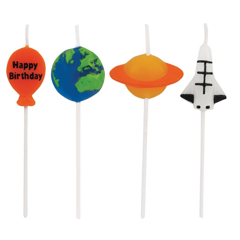 Galaxy Birthday Supplies Outer Space Planet Party Space Party Candles Alien Birthday Cupcake Toppers Rocket Birthday Candles