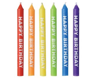 Regenbogen-Happy-Birthday-Kerzen, 12 Karat – Kuchendekoration, Geburtstagszubehör, Kuchendekoration, Kuchenkerzen, Partydekoration, Geburtstagsdekoration