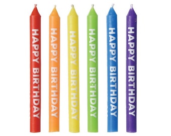 Velas de feliz cumpleaños con arcoíris, 12 unidades: adornos para tartas, suministros para cumpleaños, decoraciones para tartas, velas para tartas, decoraciones para fiestas, decoración de cumpleaños