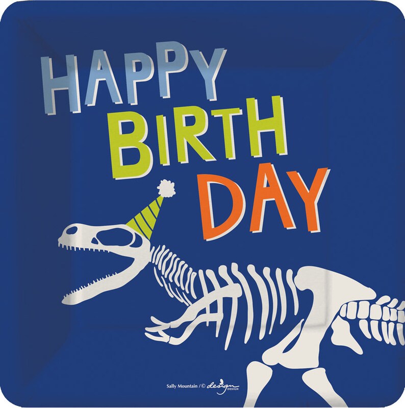 Dinosaur Plates Dinosaur Birthday Plates Dinosaur Party Dinosaur Party Supplies Birthday Tableware Paper Plates Blue and
