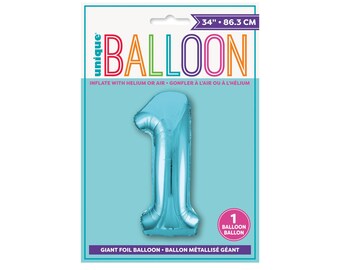 34 "Blau Nummer Eins Ballon - ersten Geburtstag Ballon, Jungen-Geburtstags-Party, Ballon-Dekor, Nummer 1 Ballon, Jungen-Geburtstags-Dekor, Party-Dekor