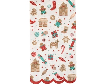 Servilletas de papel de jengibre: 24 servilletas navideñas, vajilla para fiestas, bonito estampado de jengibre, suministros para la cena navideña