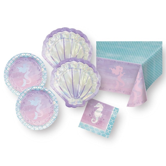 8 pezzi Set di stoviglie per festa di compleanno a tema sirena