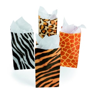 Animal Safari Loot Bags 12ct - Safari Party Treat Bags, Jungle Safari Favor Bags, Safari Birthday Goodie Bags, Safari Baby Shower Decor