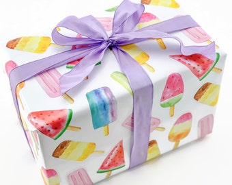 Papel para envolver paletas - Fiesta de helados, Cumpleaños de helados, Fiesta de paletas, Papel de regalo, Baby shower de niña, Cumpleaños de niña, Cumpleaños de verano