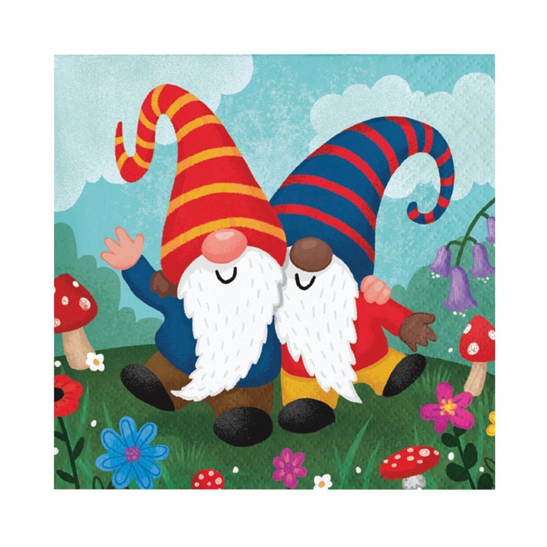 Tovaglioli Di Carta Mud Pie Holiday Gnome – 20 Pezzi, Forma Di Gnomo, 15,2 X 10,2 Cm