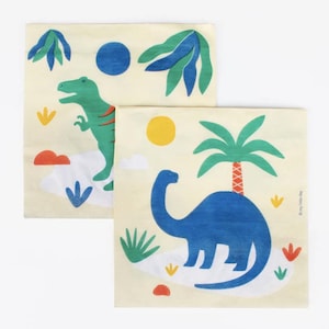 Dino-Party-Servietten - Grün- und Blau-Dino-Party-Zubehör, prähistorischer Geburtstag, Dino-Party-Tischdekoration, Dinosaurier-Geburtstags-Servietten