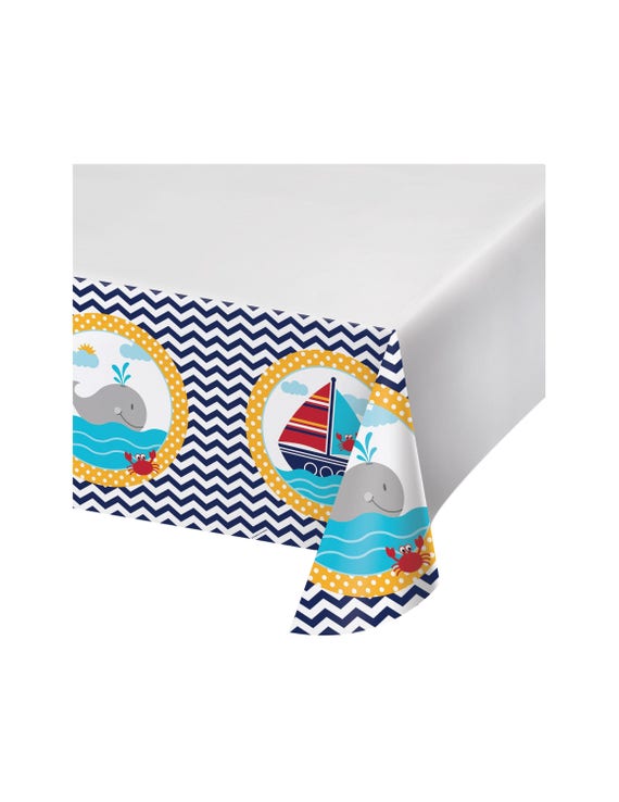 Nautical Tablecloth Nautical Party Decorations, Nautical Birthday  Decorations, Nautical Baby Shower Decorations, Ahoy Baby Shower Decor -   Canada