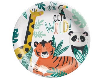 Platos para fiesta de safari: platos para cumpleaños de safari, decoraciones para cumpleaños de safari, decoraciones para fiestas de safari, fiestas en la jungla, platos para baby shower de safari
