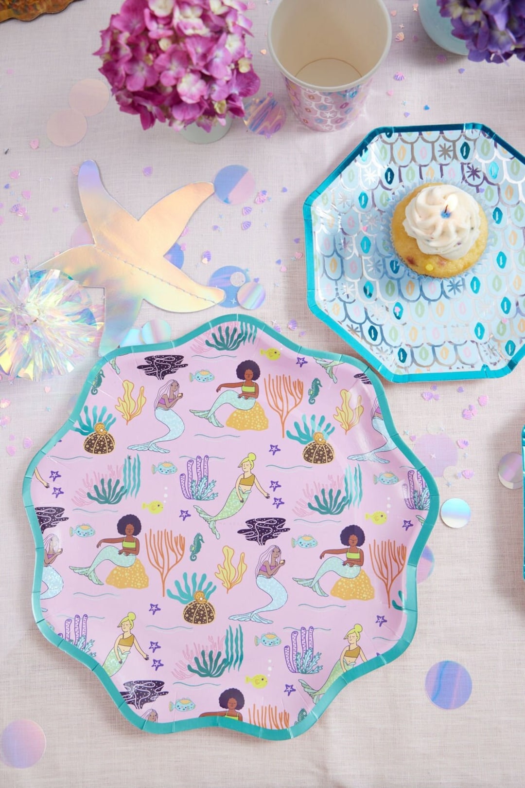 Mermaid Party Plates Mermaid Birthday Decorations, Sea Party Supplies — free download