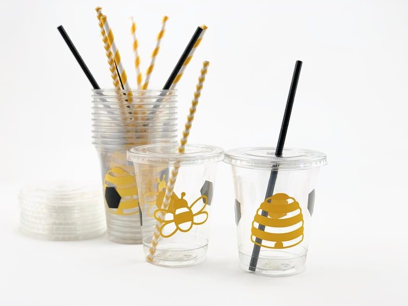 Bee Party Cups - What Will it Bee Gender Reveal, Bee Baby Shower, Bee Birthday, Bumble Bee Baby, Shower Decorations, Bee Party Supplies