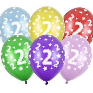Age 2 Birthday Balloons - Rainbow Birthday Balloons, 2nd Birthday Decorations, Kids Party Supplies, 2 Balloon Bouquet, Second Birthday Decor