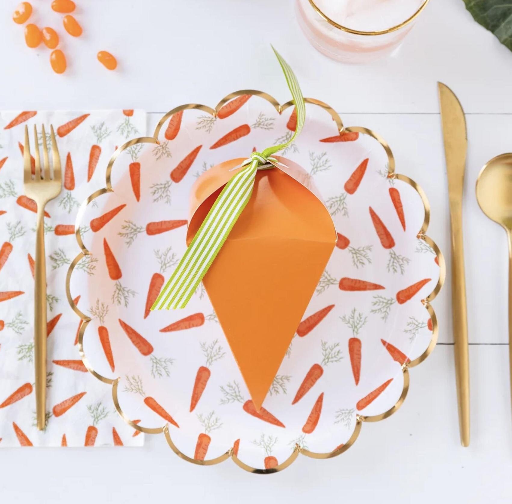Carrot Treat Boxes 12ct - Bunny Birthday Decorations, Easter Party Supplies, Spring Baby Shower, Some Bunny is One Birthday, Garden Favors