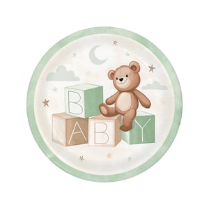 Assiettes de fête ours en peluche - assiettes pour baby shower, fournitures pour baby shower, ours en peluche, décoration de fête d'enfants, décoration de fête ours, fête d'anniversaire