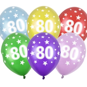 80th Birthday Balloons - Happy 80th Birthday Decorations, Latex Balloons, Eightieth Birthday Supplies, Age 80 Birthday Party Decorations