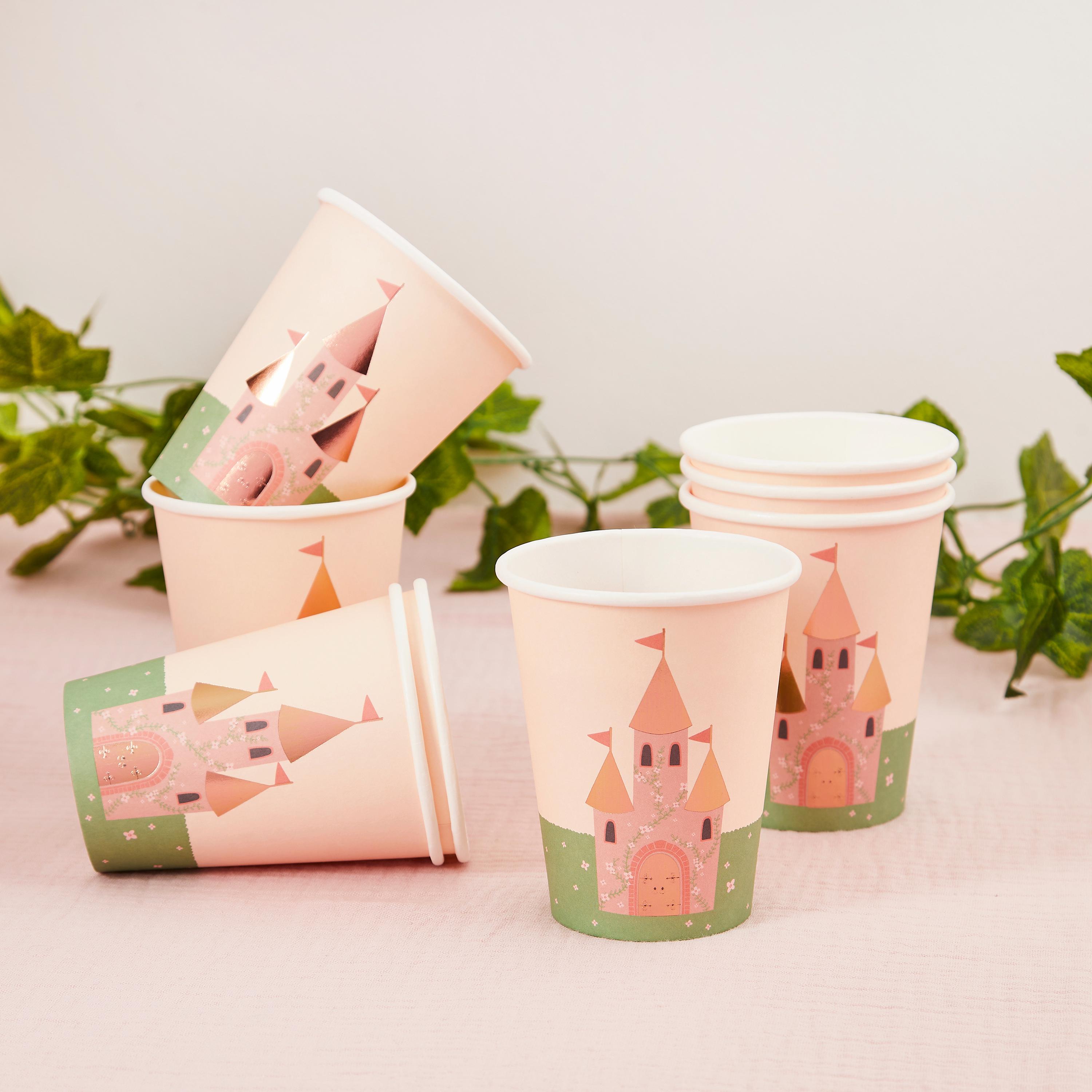 Royal Castle Party Cups - Magical Princess Birthday Decorations, Fairytale Princess Party Supplies, Princess Baby Shower, Princess Tea Party