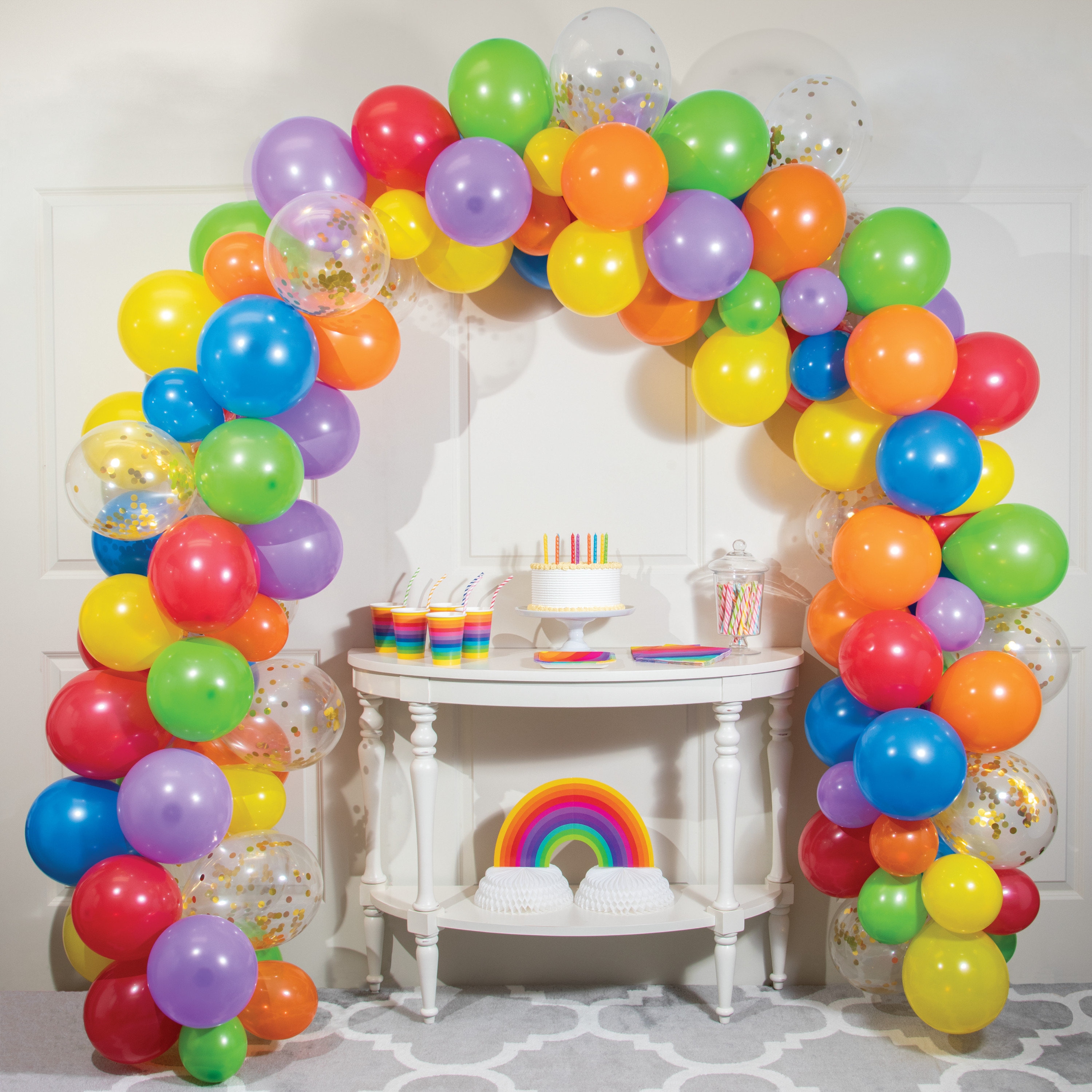 Decorazioni Arcobaleno Per Primo Compleanno - 54 Pezzi Con Palloncini, Striscione E Scatola Trasparente Con Numero 1 - Compleanno Bambina - 5