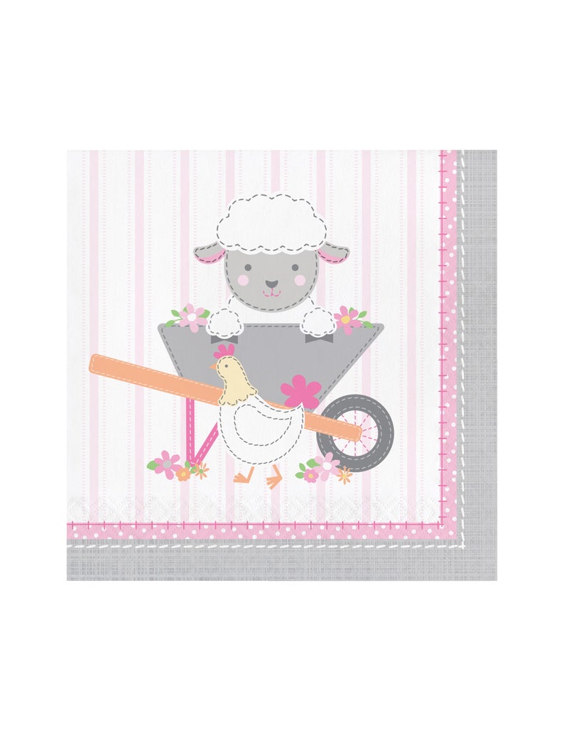 Farm Party Napkins Girl Farm Birthday Pink Farm Party Barnyard Birthday Farm Baby Shower Farm Party Decorations Farm Animal