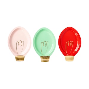 Christmas Lights Plates - Paper Cake Plates, Christmas Bulb Plates, Holiday Party Tableware, Merry & Bright Party, Christmas Party Supplies