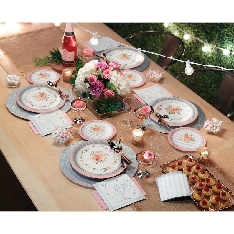 Floral Plates Floral Wedding Floral Bridal Shower Floral Etsy