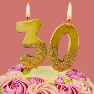 Glitter Gold Number Candles, 5 tall, Numbers 0-9 Birthday Cake Candles, Number Toppers, Cupcake Decor image 6