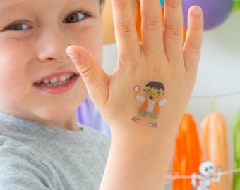 18 Halloween Tattoos - Party Favors, Halloween Party Supplies, Kid's Halloween Decorations, School Halloween Party Favors, Temporary Tattoos