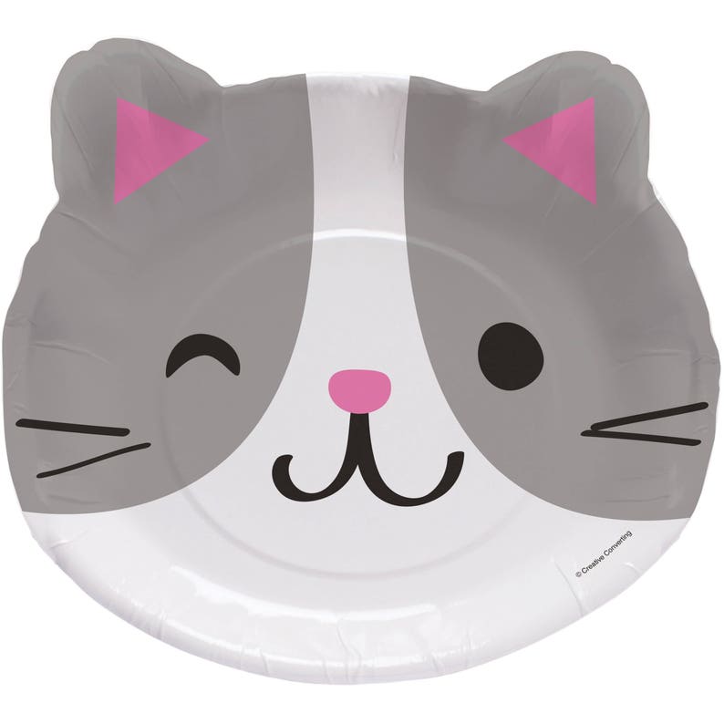 Cat Shaped Plates 8ct Cat Birthday, Cat Party Supplies, Kitty Birthday, Cat Paper Plates image 3
