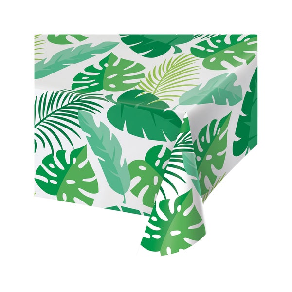Palm Leaf Party Tablecloth - Tropical Party, Tropical Bachelorette, Hawaiian Luau, Tropical Birthday, Luau Baby Shower, Aloha Baby Shower