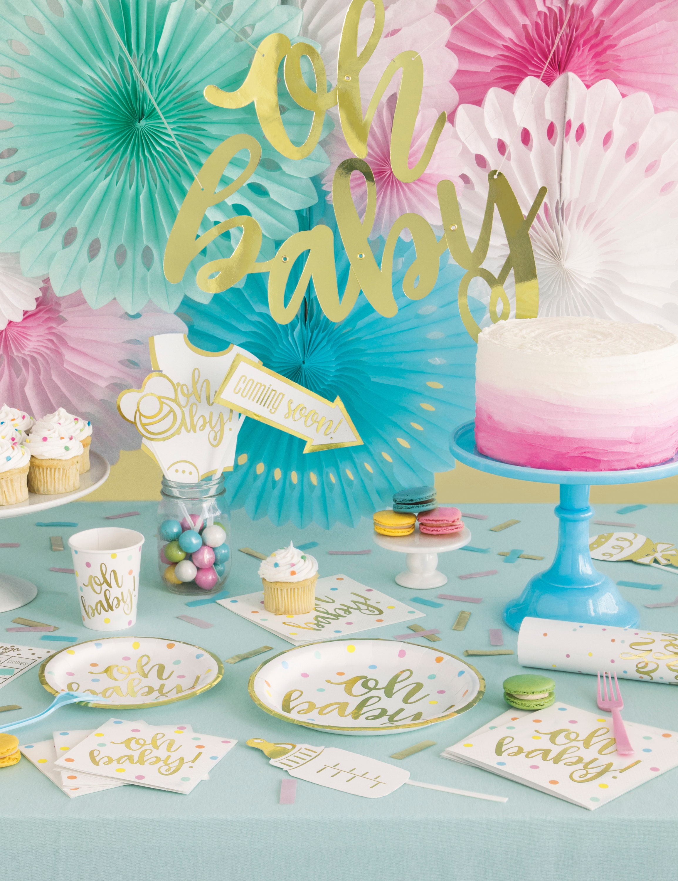 Oh Baby Shower Tablecloth Gender Reveal Baby Shower Etsy