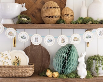 Banner de fiesta de Pascua: decoraciones de Pascua, decoraciones de cumpleaños de conejos, guirnalda de conejitos, fiesta Some Bunny is One, huevos de pollitos de conejito