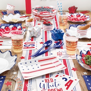 Americana Table Runner, Red White Blue Party Decorations, Stars & Stripes Birthday Decorations, 4th of July Party, Patriotic Party Supplies