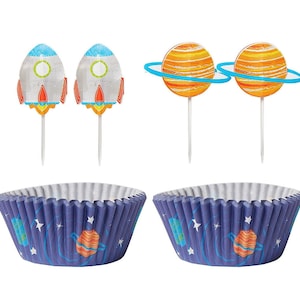 Space Party Cupcake Toppers - Space Party, Space Cupcake Toppers, Cup Cake Toppers, Galaxy Party, Outer Space Party, Space Party Decorations