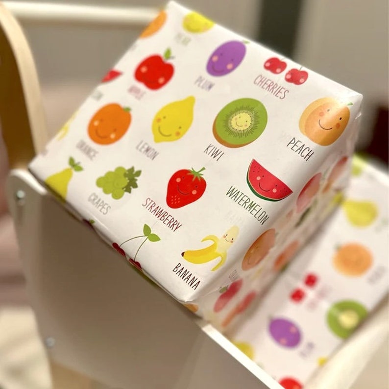 Fruit Gift Wrap Fruit Wrapping Paper, Fruit Birthday, Fruit Party Supplies, Watermelon Gift Wrap, Girl Wrapping Paper, Gift Wrapping Paper image 4