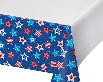 Stars & Stripes Partyduk i papper 54" x 96" - Patriotisk festduk, tillbehör till 4 juli, Americana-födelsedag, självständighetsdagen