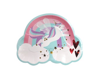 Unicorn Party Plates - Unicorn Birthday Plates, Unicorn Baby Shower Supplies, Unicorns & Rainbows Party, Unicorn Birthday Party Decorations