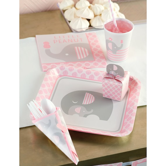 Pink Elephant Plates - Pink Elephant Baby Shower, Baby Shower Girl, Elephant Party, Elephant Paper Plates, Elephant Birthday, Party Plates
