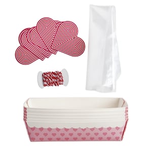 Pink Heart Mini Loaf Pans - Heart Party Supplies, Valentines Favors, Paper Trays, Sweetheart Birthday, Valentine Baking Party, Bread Pans