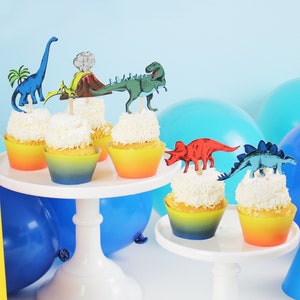 Dino Cupcake Decorating Kit - Dinosaur Birthday Decorations, Dinosaur Party Supplies, Dinosaur Cupcake Toppers, Dino Birthday Supplies