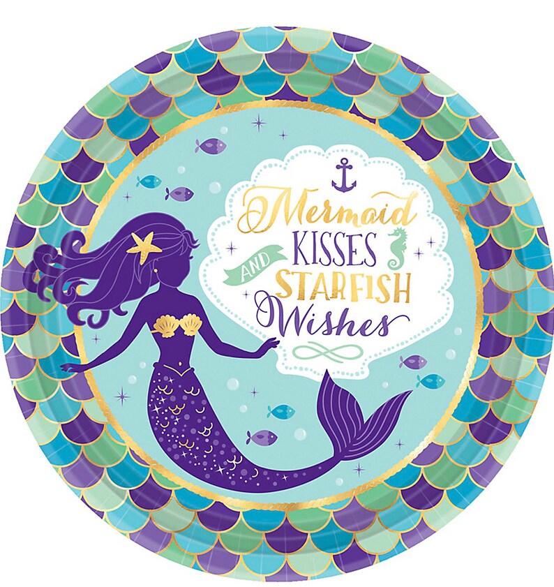 9 Mermaid Party Plates Mermaid Birthday Party Etsy