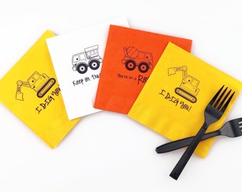 Construction Napkins - Construction Birthday, Construction Party Supplies, Under Construction Baby Shower, Construction Napkins