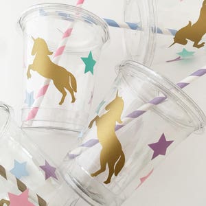 Unicorn Party Cups Unicorn Birthday Cups, Unicorn Cups, Unicorn Party Favors, Birthday Favors, Party Decorations, Birthday Decorations image 2