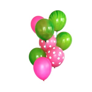 Pink & Green Party Balloons 8ct - Watermelon Birthday, Watermelon Party Decorations, Girl Party Supplies, One in a Melon, Birthday Decor